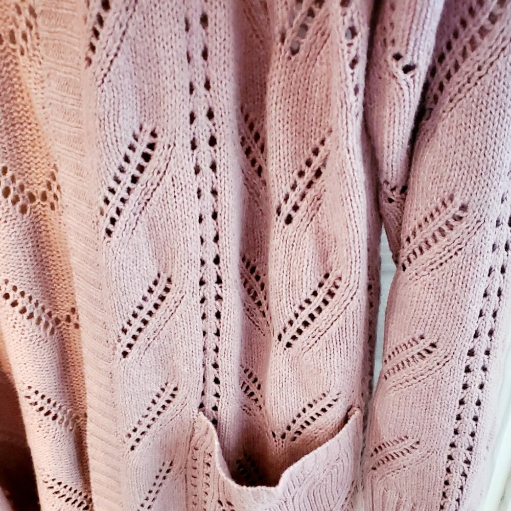 Rose Long Buttonless Cardigan w/Pockets - Picture 4 of 4